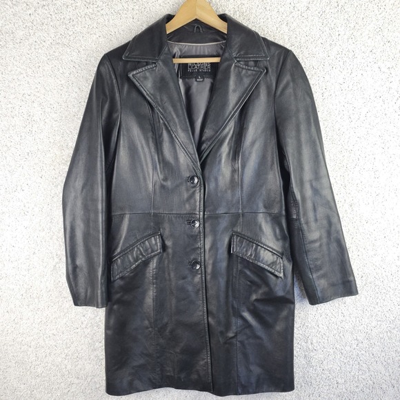 Pelle Studio Jackets & Blazers - Vintage 90s Pelle Studio Wilsons Leather Beltless Trench Coat Jacket Sz Large
